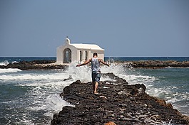 克里特岛,海,小教堂