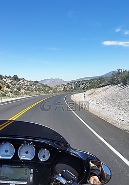 摩托车,路,黄线