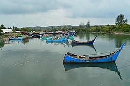 漁船,河,亞洲