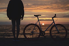 海灘,自行車,海洋