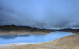 湖,景觀,山脈