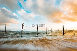 海灘,云,釣魚(yú)