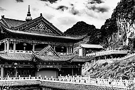 寺廟,黑白,屋頂