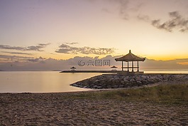 日出,景觀,海