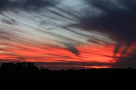 日落,天空,黄昏
