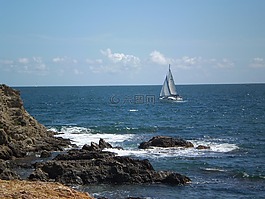 帆船,海岸,海