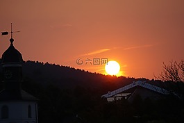 日落,夕阳,余辉