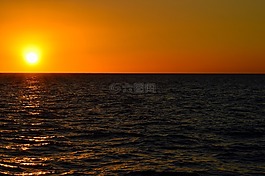 日落,海,海洋