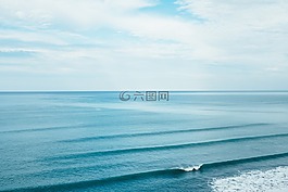 海灘,云,地平線