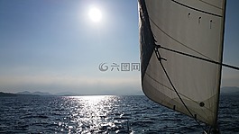 船,帆船,天空