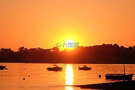 布列塔尼,日出,海
