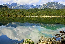 湖,鏡像,水