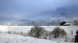 冬天,景觀,山