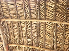 屋顶,编织的叶子,小木屋