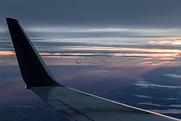 飛機(jī),日落,天空