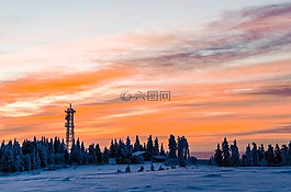 冬天,雪,日出