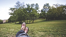 城市公園,腳,草