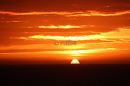 日落,海景,天空