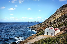 小教堂,海岸,希臘