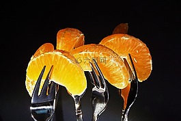 橘子,叉,食品