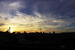 日落,溶膠,云