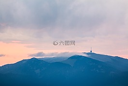 電視塔,山,上午