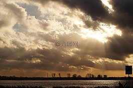日落,海,abendstimmung