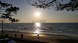 發(fā)光,海灘,日落