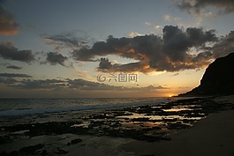 夏威夷,日出,海灘