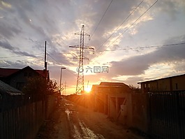 日落,天空,太陽