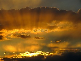 日落,天空,云