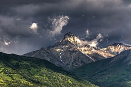 阿拉斯加州,山,黑暗的天空
