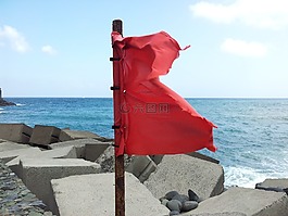 紅色標志,海,風