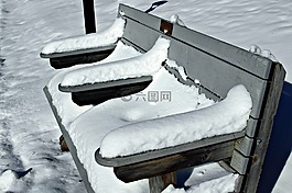 長凳,雪,冬天