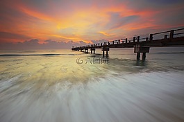 海灘,流,景觀