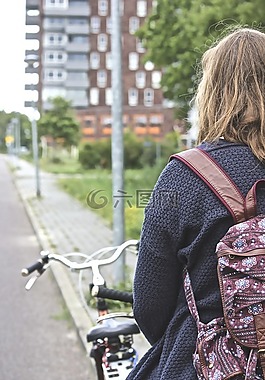 女孩,自行車,人的