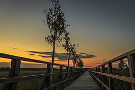日落,春天湖,巴德布豪