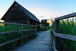 日落,春天湖,巴德布豪