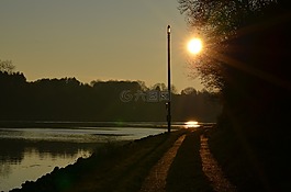 通道,日落,abendstimmung