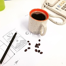 咖啡,咖啡杯,咖啡豆