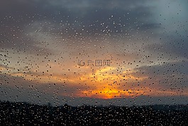 滴,雨,日落