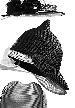 帽子,黑白,貓耳