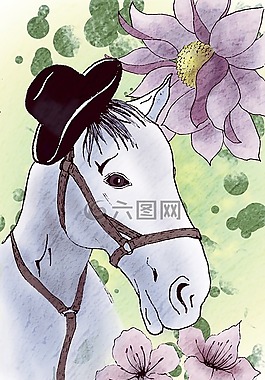 馬,鮮花,帽子