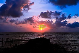 太陽(yáng),日落,海