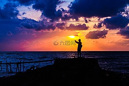 云,海灘,海
