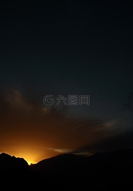 山,光,日落