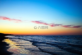 日落,海,晚上