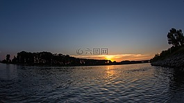 日落,萊茵,河