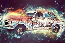 破碎,車,車輛