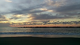 海灘,日落,黃昏